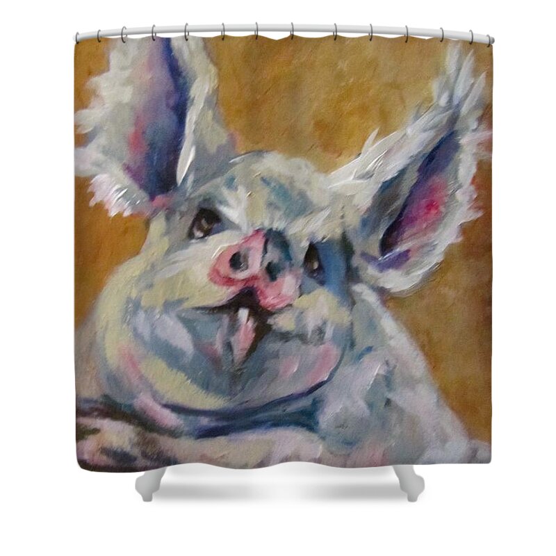 Pigs Shower Curtain featuring the painting Pretty Petunia by Barbara O'Toole