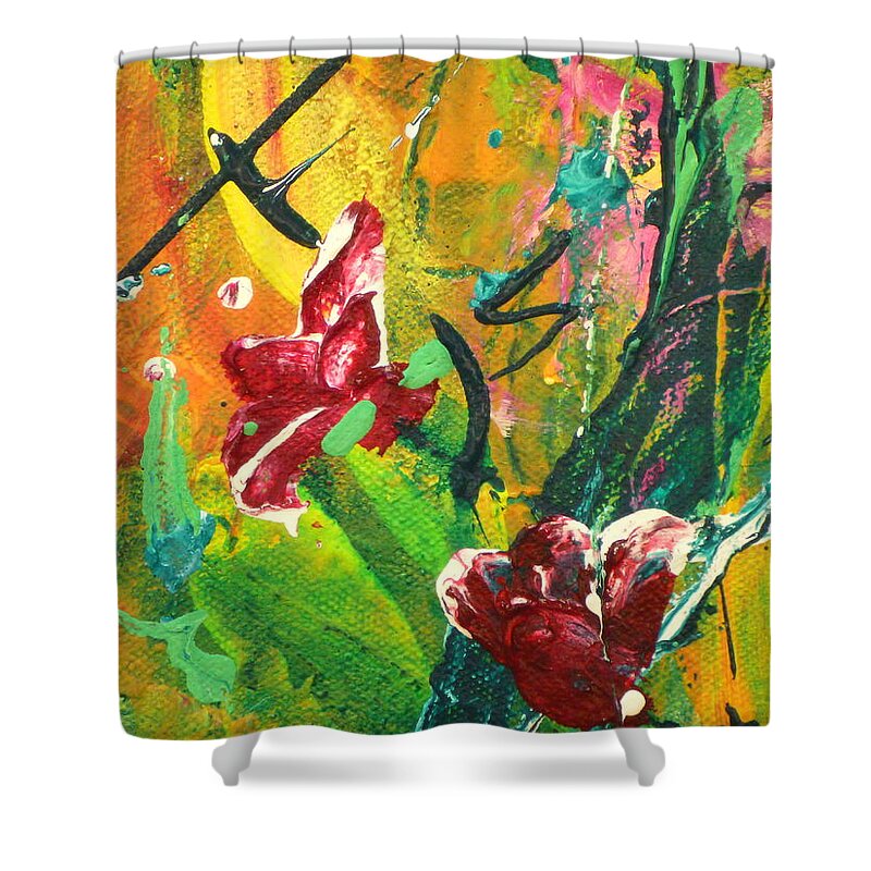 Flowers Shower Curtain featuring the painting Pretty Posies by Tracy Bonin