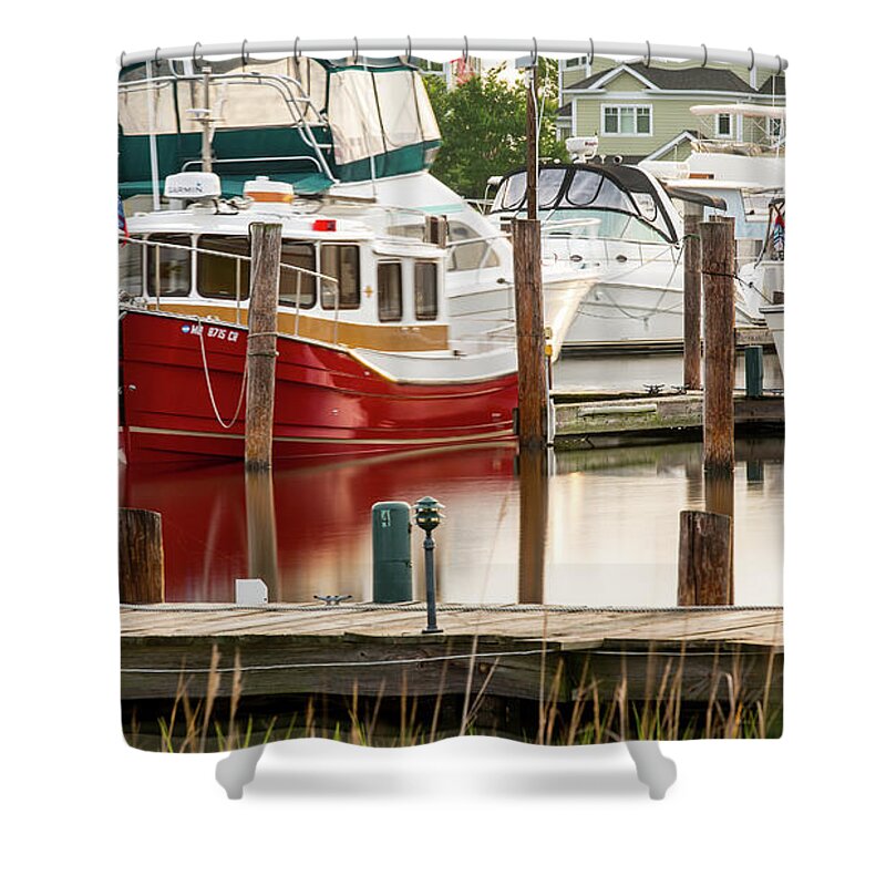 Boat Shower Curtain featuring the photograph Pretty Red Boat by Walt Baker