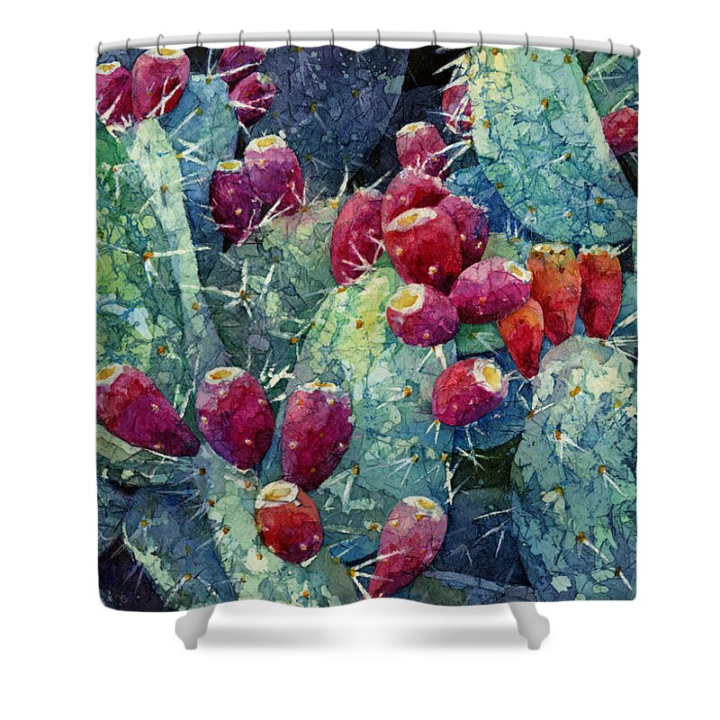 Cactus Shower Curtain featuring the painting Prickly Pear 2 by Hailey E Herrera