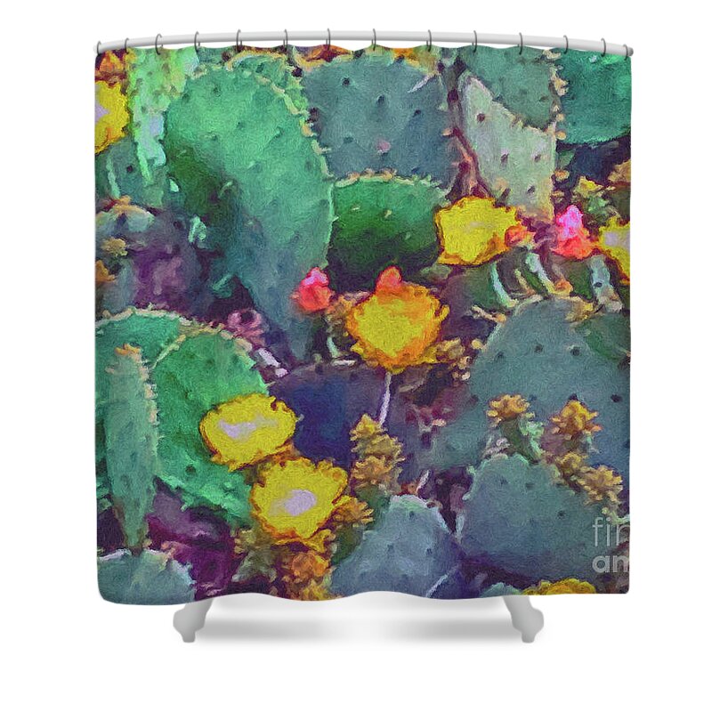 Prickly Pear Cactus 2 Shower Curtain featuring the painting Prickly Pear Cactus 2 by Two Hivelys
