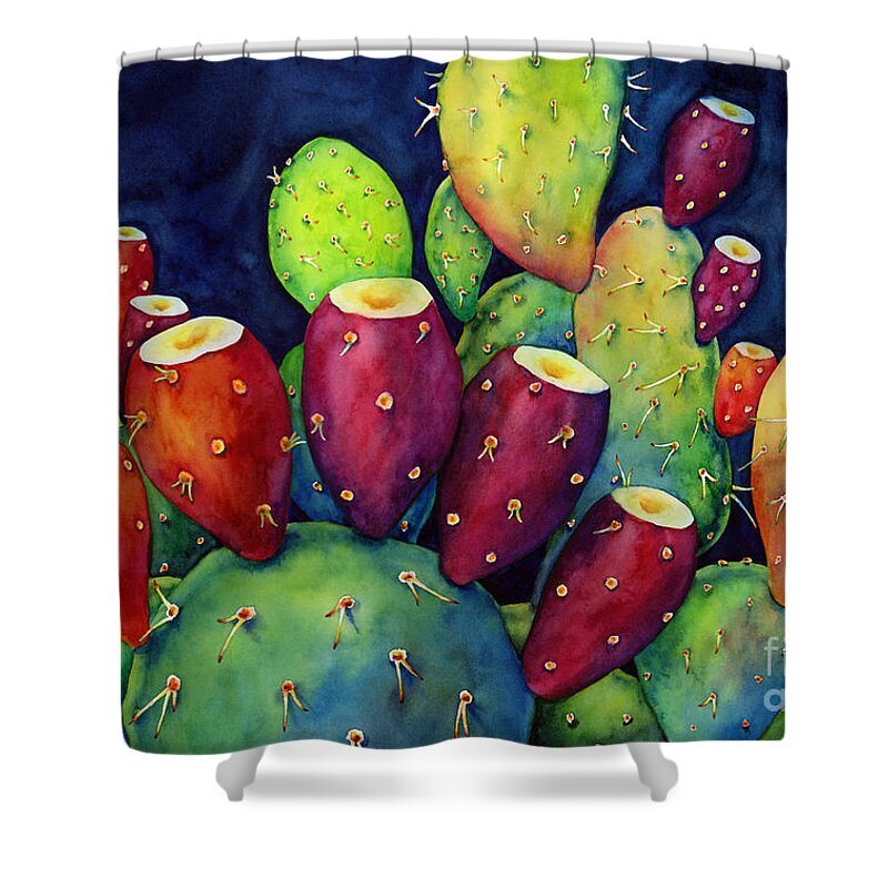 Cactus Shower Curtain featuring the painting Prickly Pear by Hailey E Herrera
