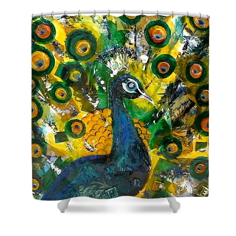 Peackock Shower Curtain featuring the painting Pride by Amy Stielstra