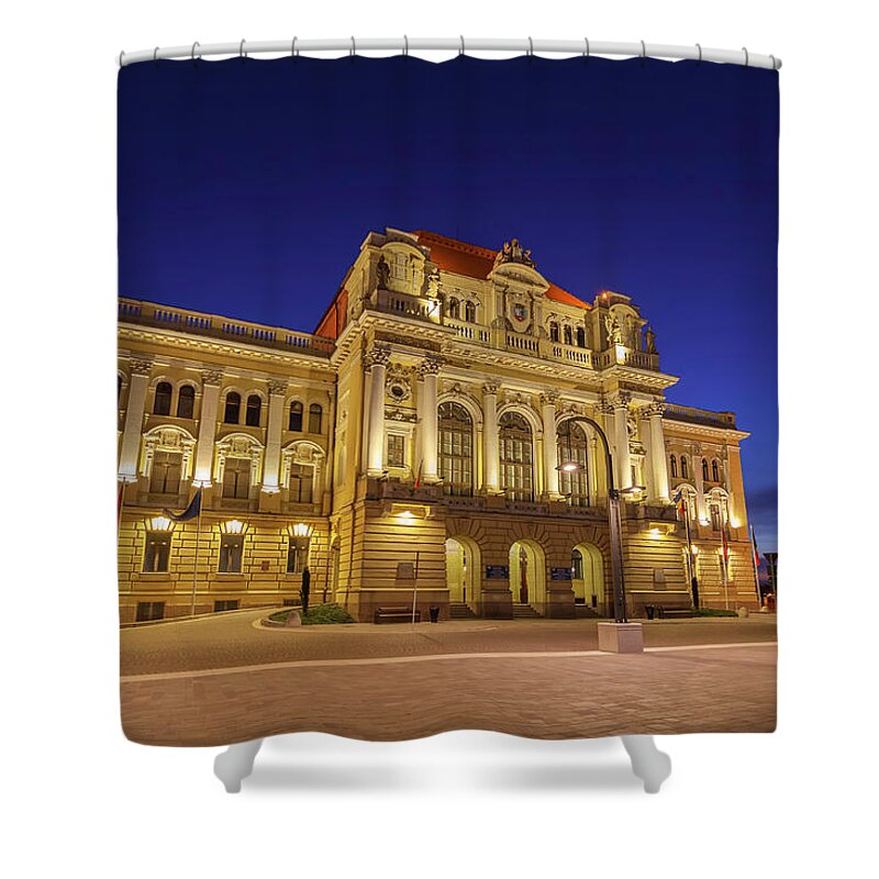 Oradea Shower Curtain featuring the photograph Primaria Oradea, Oradea City Hall, Oradea, Romania by Rick Deacon