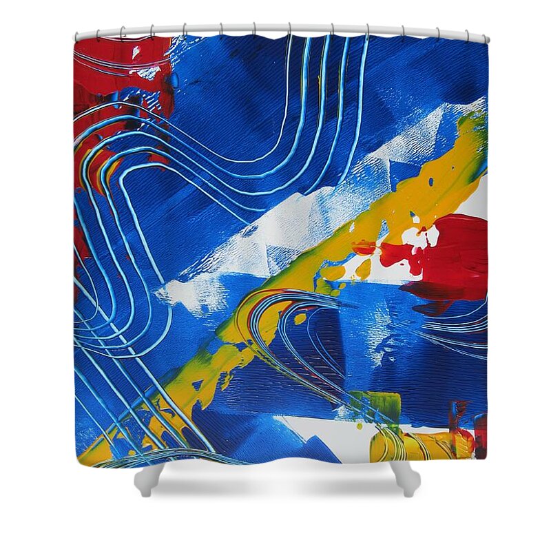 Primary Colours Shower Curtain featuring the painting Primary Rhapsody One by Louise Adams