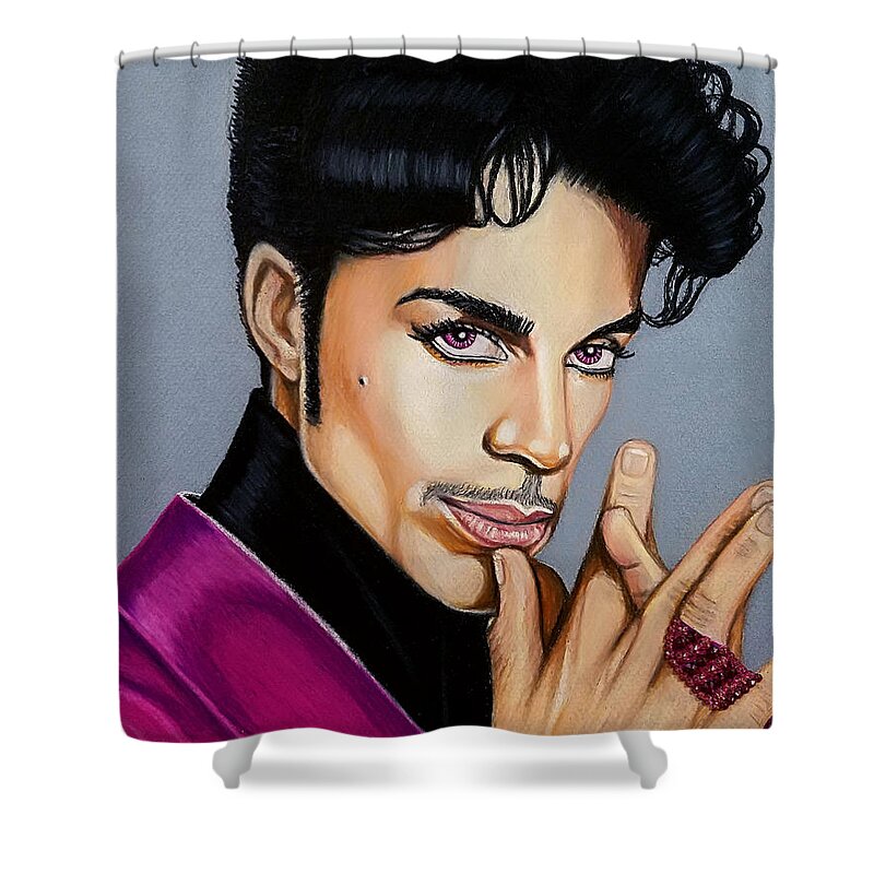 Prince Shower Curtain featuring the drawing Prince Majesty by Kevin Johnson Art
