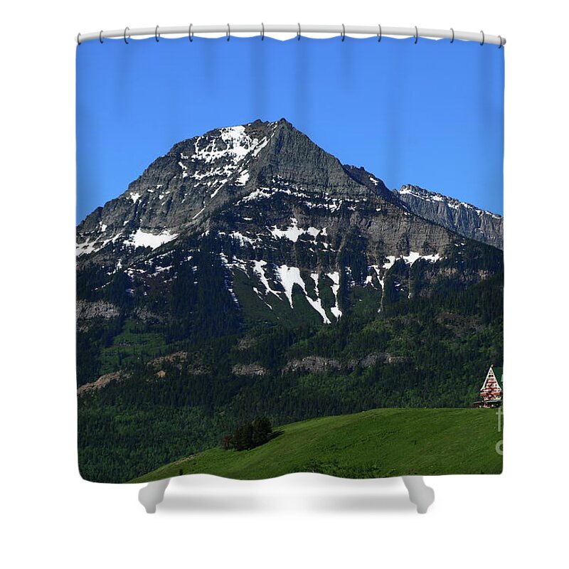 Prince Of Wales Hotel Shower Curtain featuring the photograph Prince of Wales Hotel in Waterton Lake Park by Christiane Schulze Art And Photography