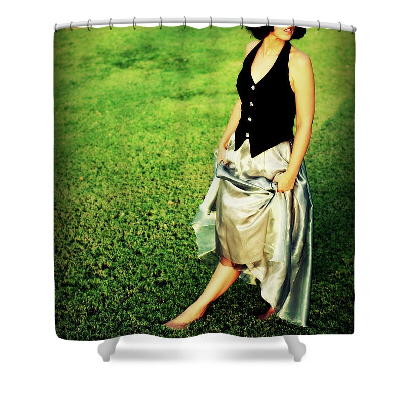 Woman Shower Curtain featuring the photograph Princess along the Grass by Charles Benavidez