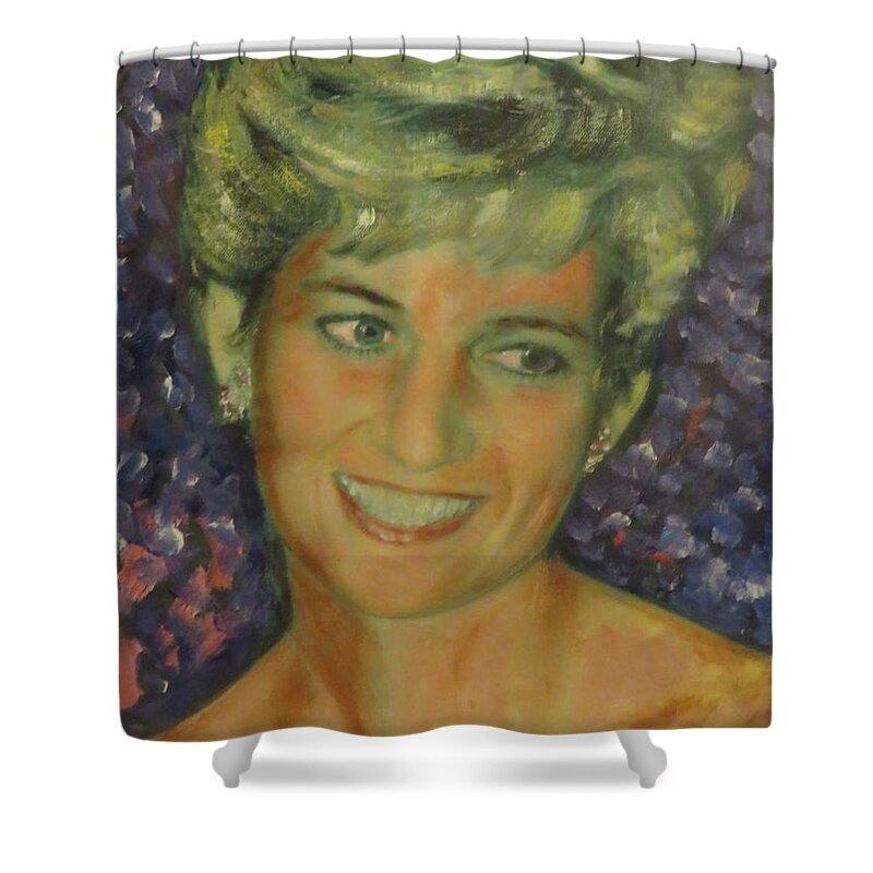 Royal Shower Curtain featuring the painting Princess Diana by Sam Shaker