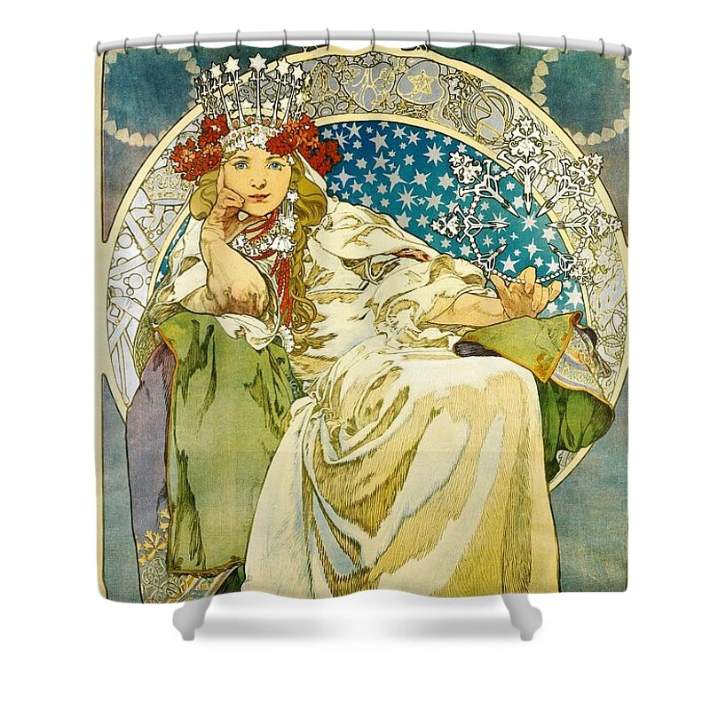 Alphonse Mucha Shower Curtain featuring the painting Princess Hyacinth by Alphonse Mucha