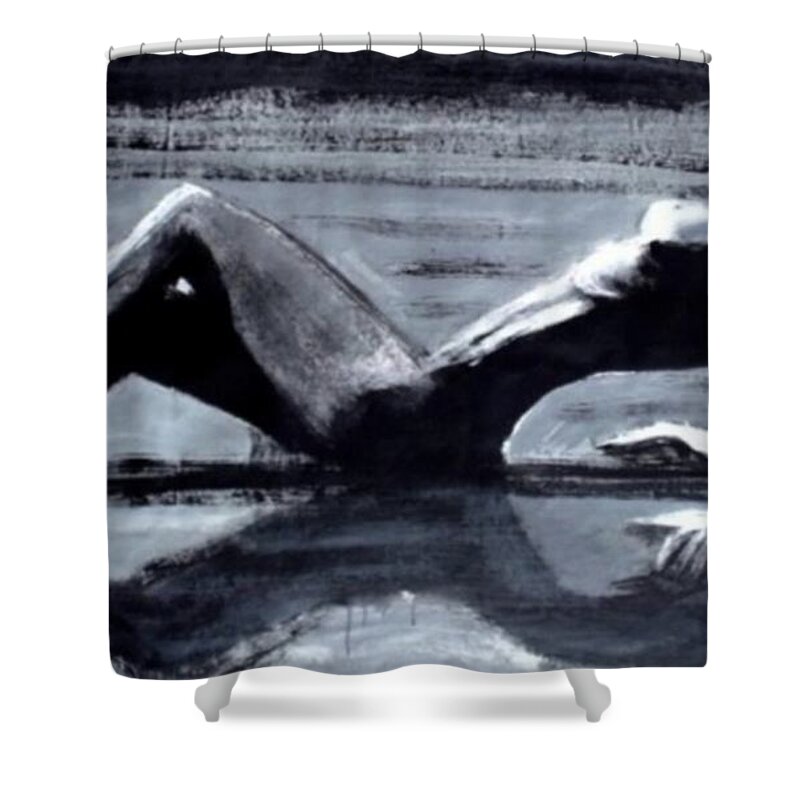 Art Shower Curtain featuring the painting Princess of the tides by Jarmo Korhonen aka Jarko