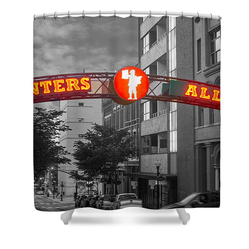 Printers Alley Shower Curtain featuring the photograph Printers Alley Sign by Robert Hebert