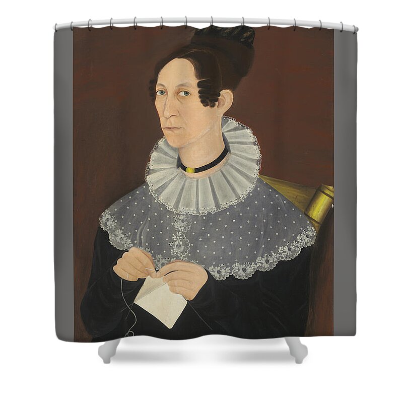 Art Shower Curtain featuring the painting Probably Sarah Cook Arnold Knitting by American 19th Century
