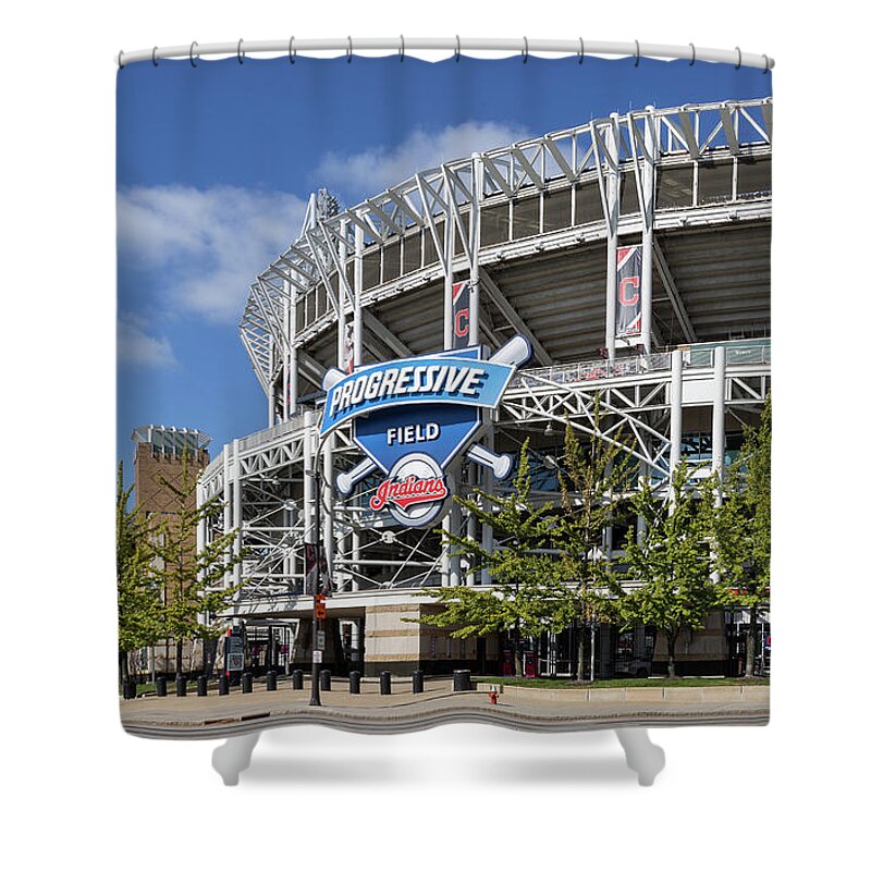 Progressive Field Shower Curtain featuring the photograph Progressive Field In Cleveland Ohio by Dale Kincaid