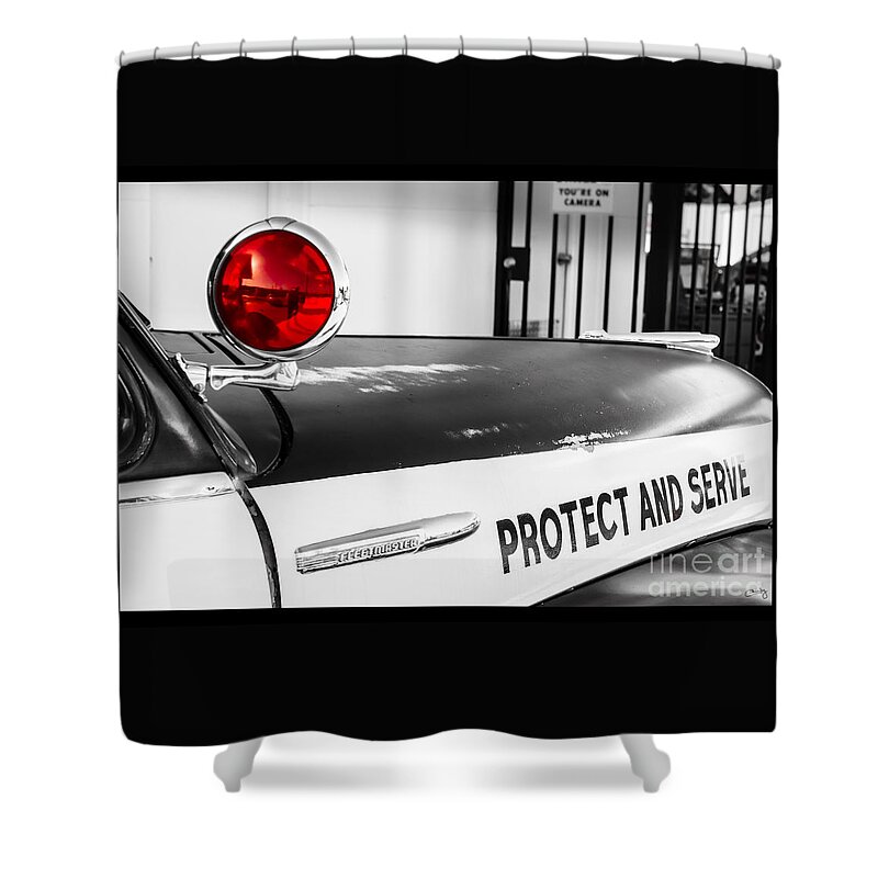 Protect And Serve Shower Curtain featuring the photograph Protect and Serve by Imagery by Charly