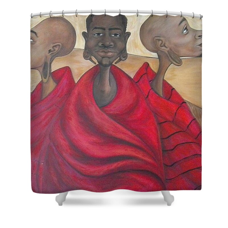Elders Shower Curtain featuring the painting Protectors by Jenny Pickens