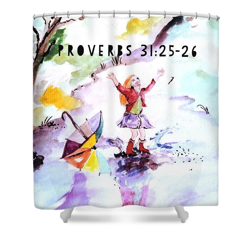 Girl Shower Curtain featuring the painting Proverbs by Amanda Dinan