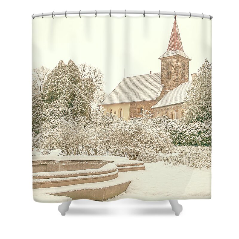 Jenny Rainbow Fine Art Photography Shower Curtain featuring the photograph Pruhonice Castle in Winter. Prague by Jenny Rainbow