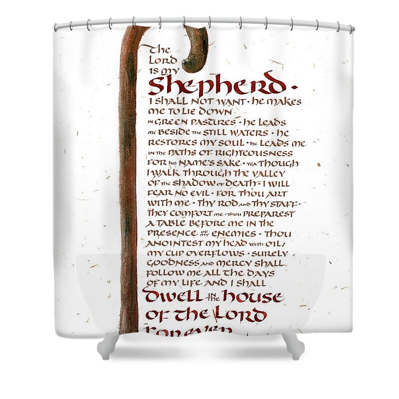 Bible Books Shower Curtain featuring the painting Psalm 23 by Judy Dodds