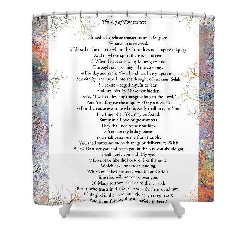 Psalm 32 Shower Curtain featuring the digital art Psalm 32 by Trilby Cole