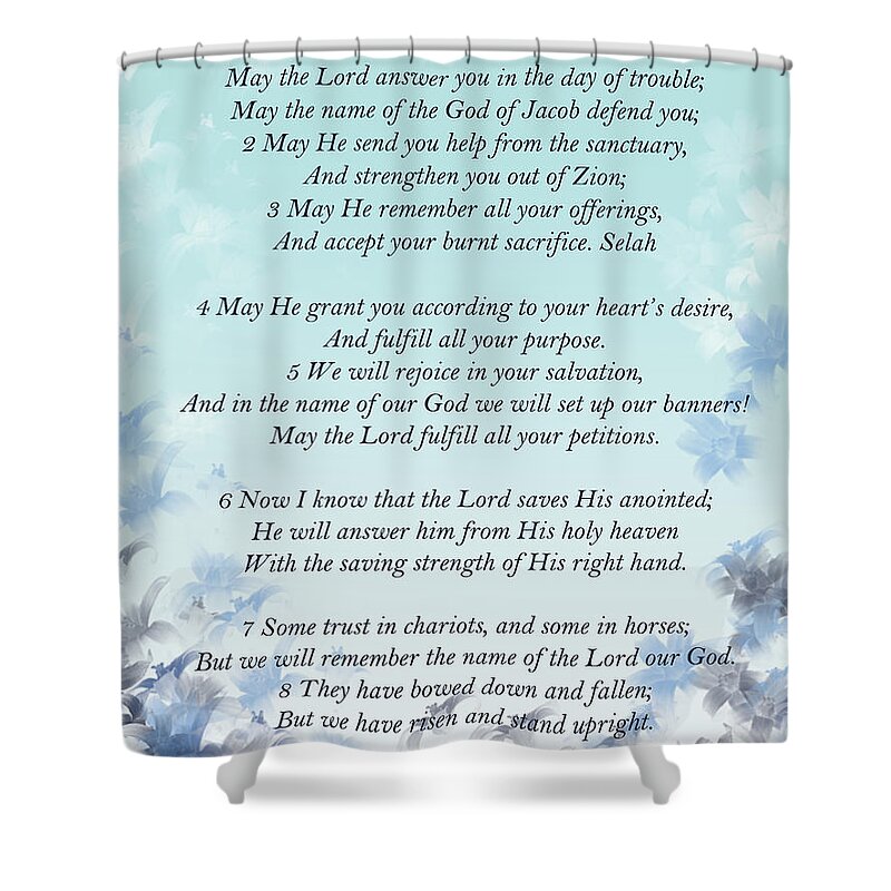 Psalm 20 Shower Curtain featuring the digital art Psalm20 by Trilby Cole
