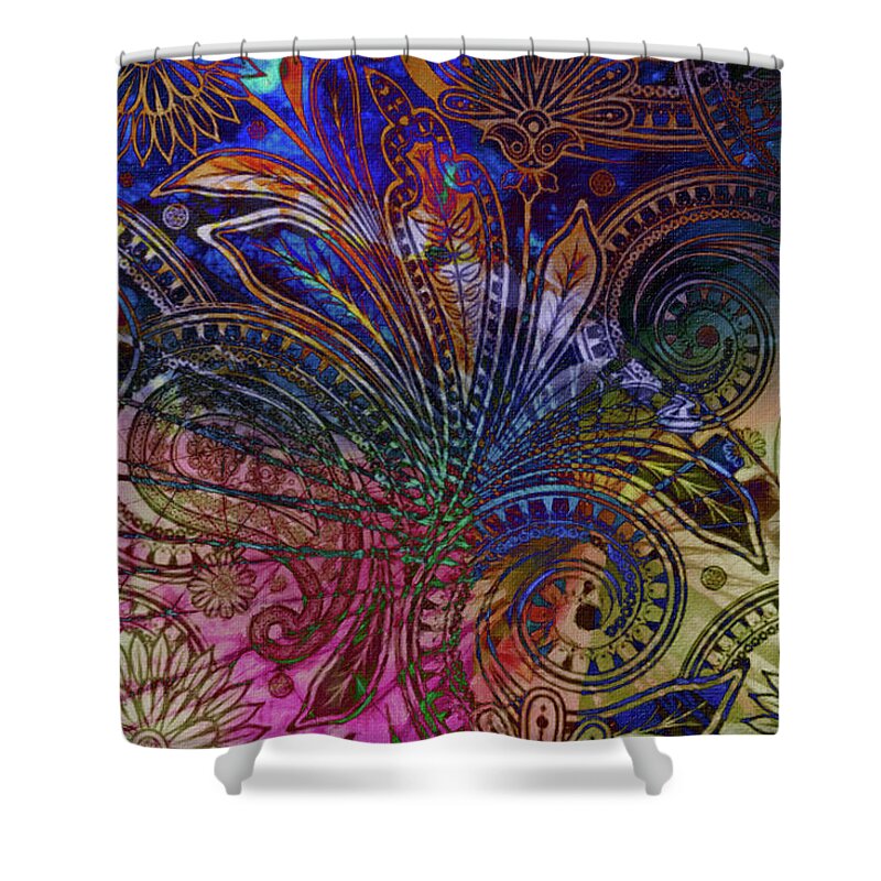 Psychedelic Shower Curtain featuring the painting Psychedeco 1 by Priscilla Huber