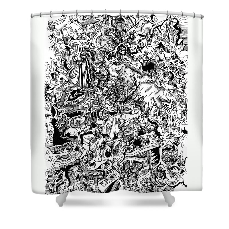 Psychedelic Abstract Shower Curtain featuring the drawing Psychedelic Drawing by Joe Michelli