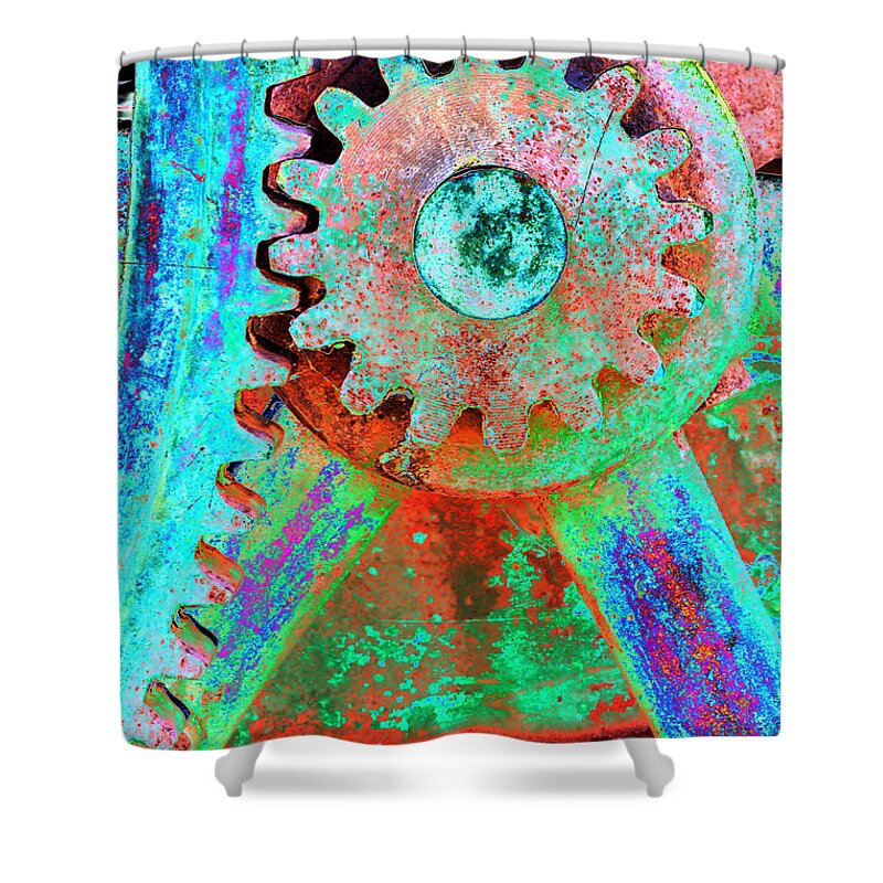 Gears Shower Curtain featuring the photograph Psychedelic Gears by Phyllis Denton