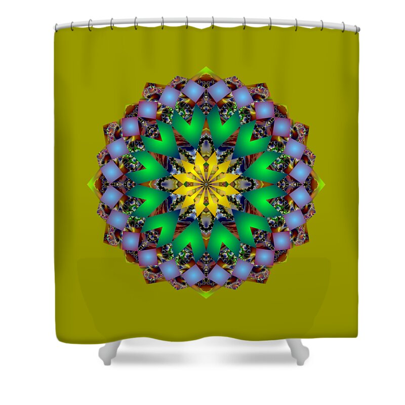 Mandala Shower Curtain featuring the digital art Psychedelic Mandala 003 A by Larry Capra
