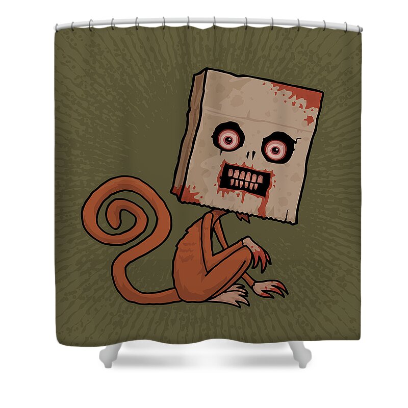 Monkey Shower Curtain featuring the digital art Psycho Sack Monkey by John Schwegel