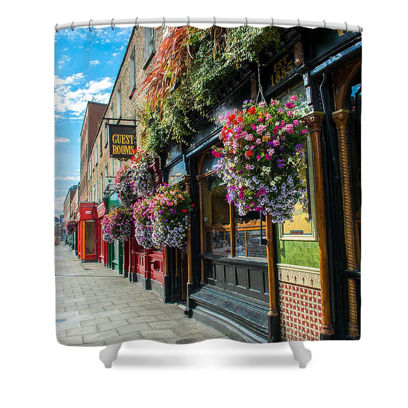 Ireland Shower Curtain featuring the photograph Pub in Dublin in Ireland by Andreas Berthold