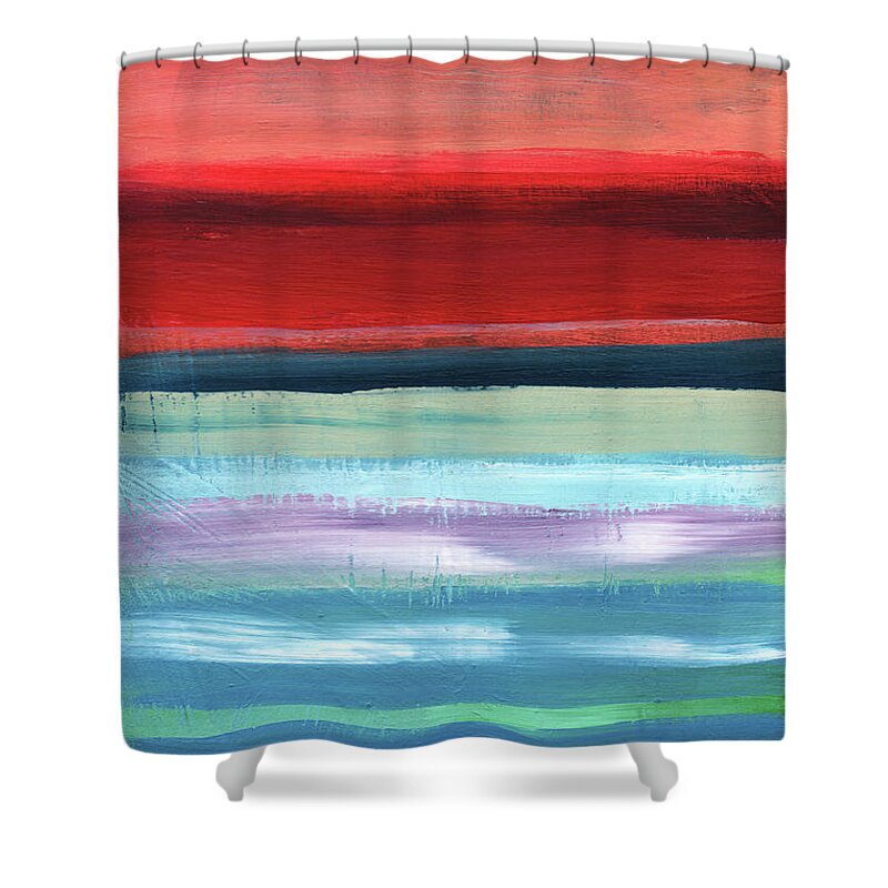 Stripes Shower Curtain featuring the painting Pueblo- Abstract Art by Linda Woods by Linda Woods