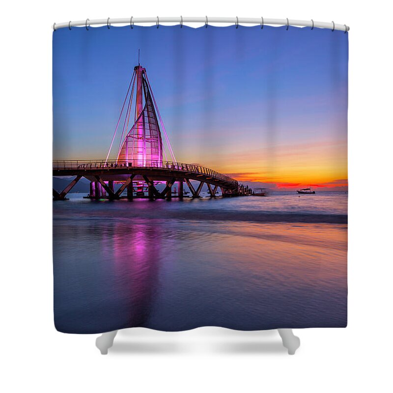 Sunset Shower Curtain featuring the photograph Puesta De Sol En La Playa De Los Murtos by Edward Kreis