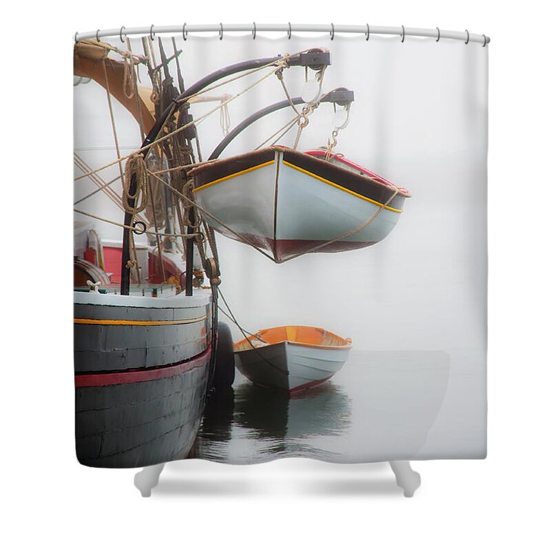 Lifeboat Shower Curtain featuring the photograph Puffinlifeboat by Jeff Cooper