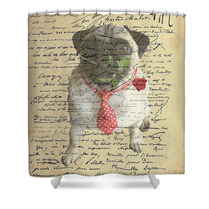 Pug Shower Curtain featuring the photograph Pug in Love by Jackson Pearson