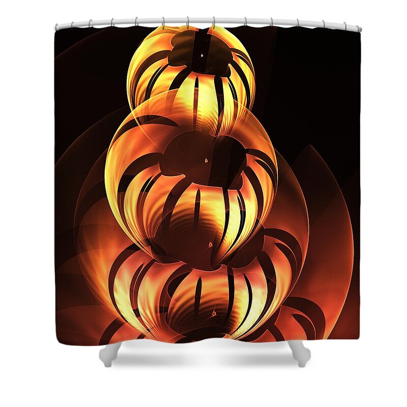 Jack-o-lantern Shower Curtain featuring the digital art Pumpkin Carving by Anastasiya Malakhova