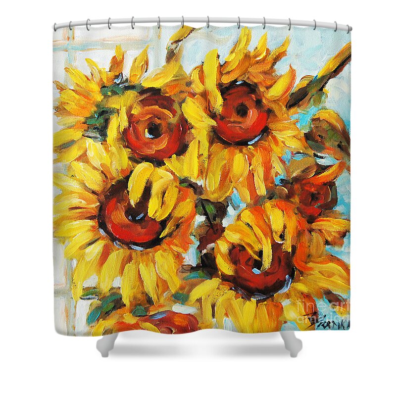 Floral Poppies Scene Shower Curtain featuring the painting Pure Sunshine by Prankearts by Richard T Pranke