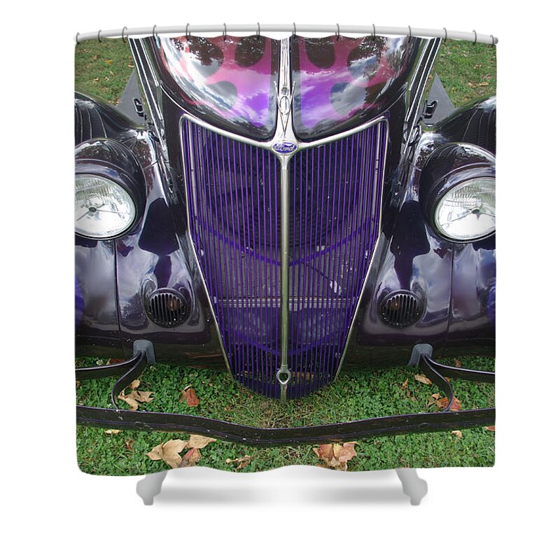 Purple Antique Ford Shower Curtain featuring the photograph Purple Antique Ford by Kathy M Krause