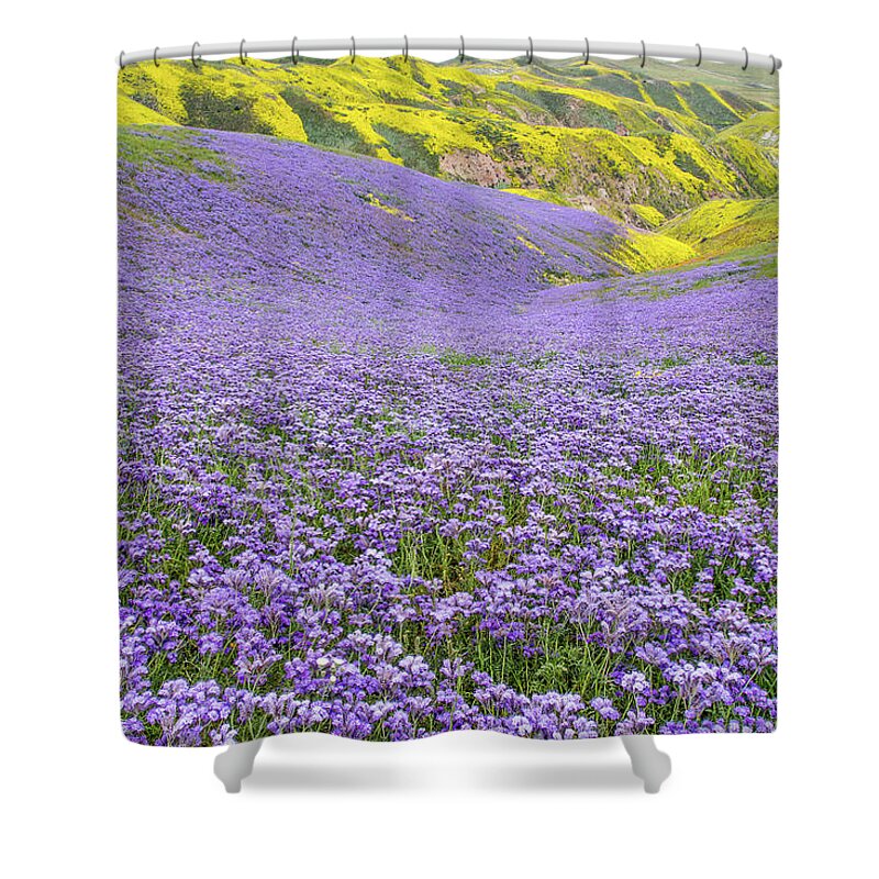 California Shower Curtain featuring the photograph Purple Covered Hillside by Marc Crumpler
