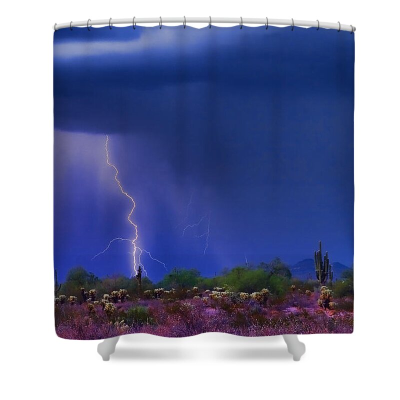 Desert Shower Curtain featuring the photograph Purple Desert Storm by James BO Insogna