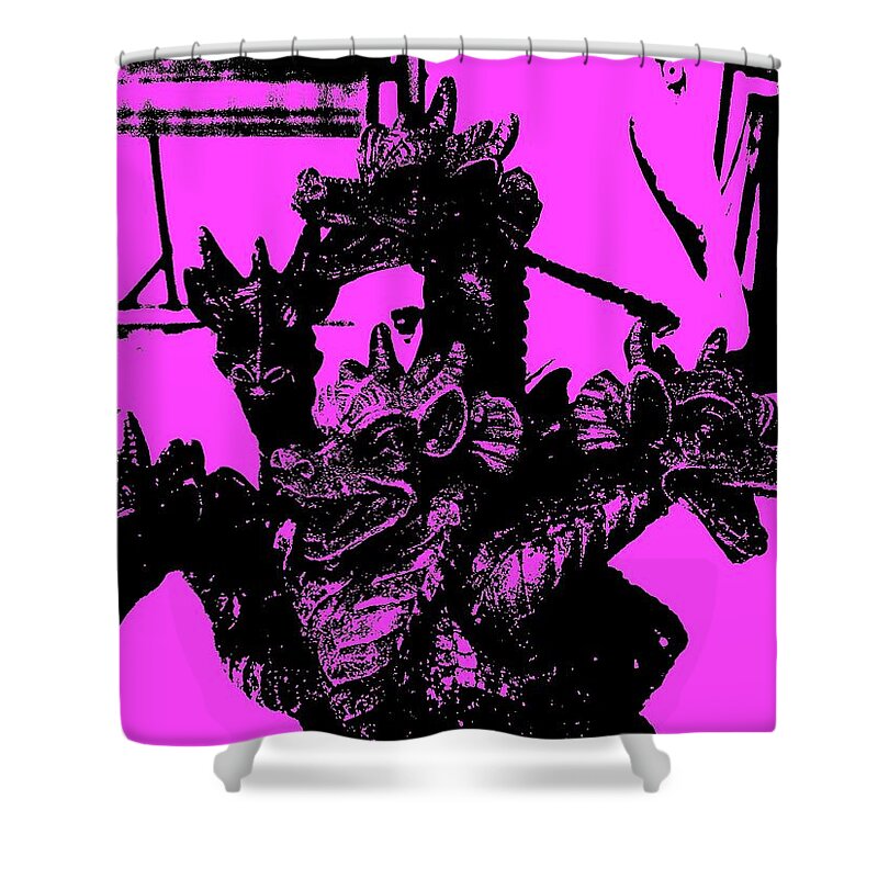 #wow #purple #dragons #cool #stuff Shower Curtain featuring the photograph Purple Dragon Guards by Belinda Lee