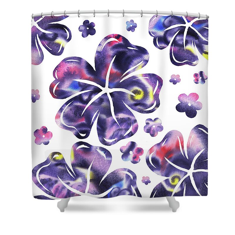 Flowers Shower Curtain featuring the painting Purple Flowers Dance by Irina Sztukowski