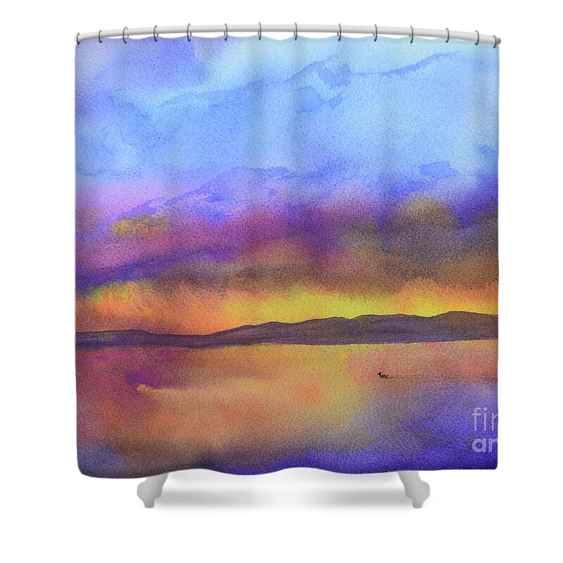  Barrieloustark Shower Curtain featuring the painting Purple Haze by Barrie Stark
