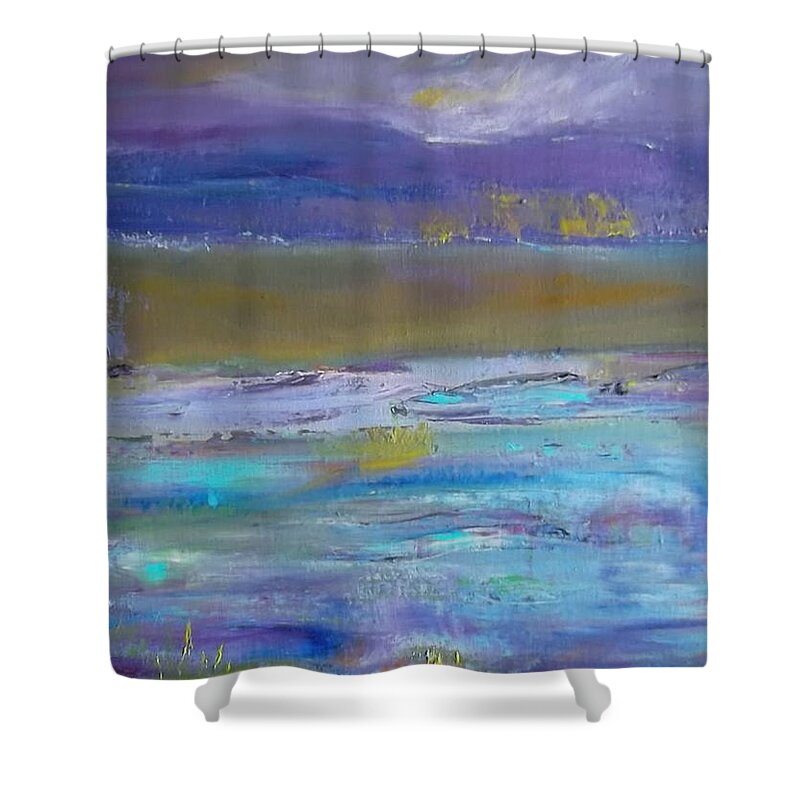 Abstract Shower Curtain featuring the painting Purple Haze by Susan Esbensen