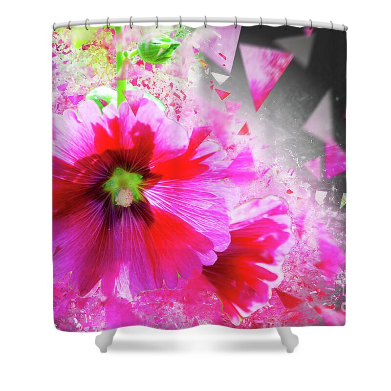 7s Fragment Shower Curtain featuring the photograph Purple Hocks Giverny by Jack Torcello