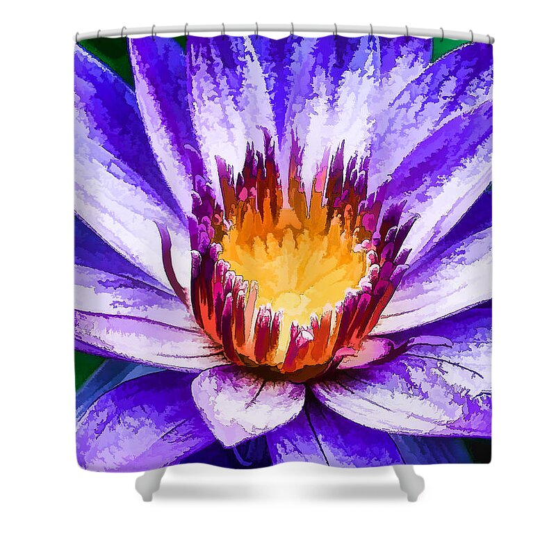 Purple Lotus Shower Curtain featuring the painting Purple Lotus by Jeelan Clark
