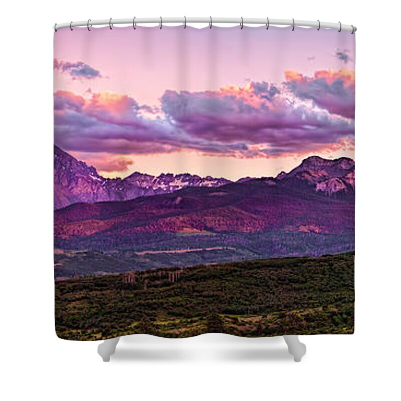 Rocky Mountains Shower Curtain featuring the photograph Purple Mountain Sunset by Rick Wicker