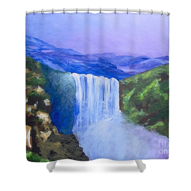 Landscape Shower Curtain featuring the painting Purple Mountains by Saundra Johnson