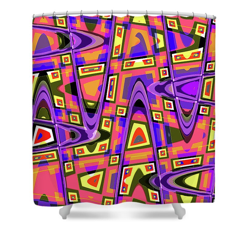 Purple Panel Abstract#2 Shower Curtain featuring the digital art Purple Panel Abstract#2 by Tom Janca