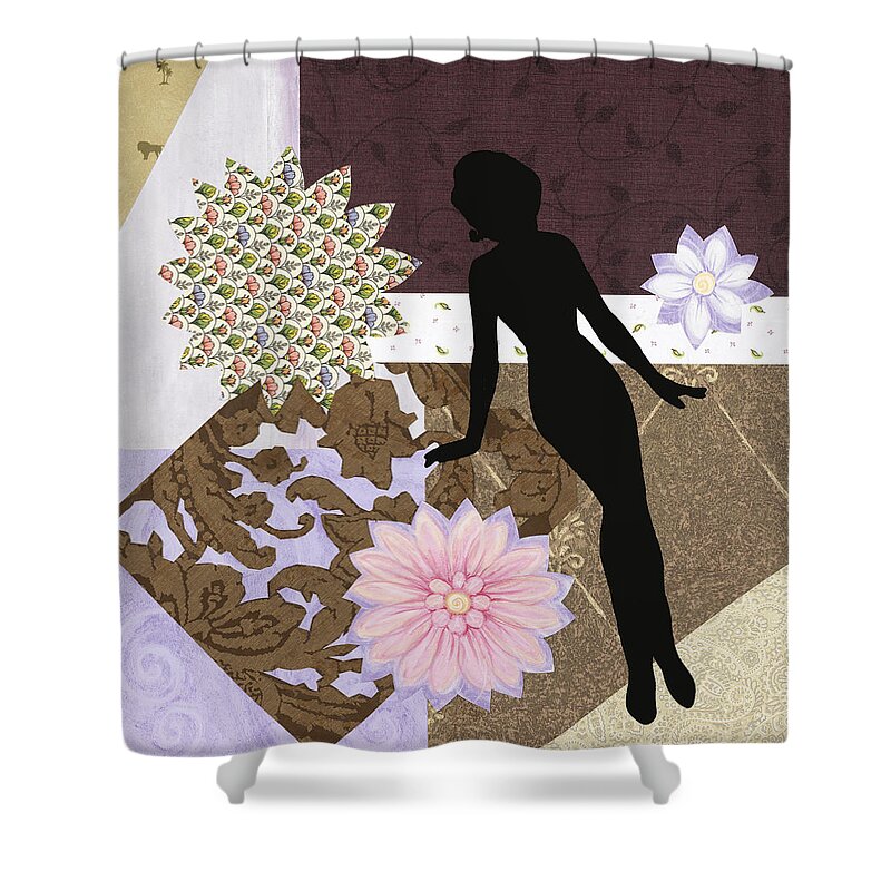 Little Girls Room Art Shower Curtain featuring the mixed media Purple Paper Doll by Katia Von Kral